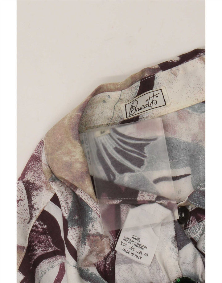 Vintage hombres patrón abstracto camisa de manga corta medio multicolor