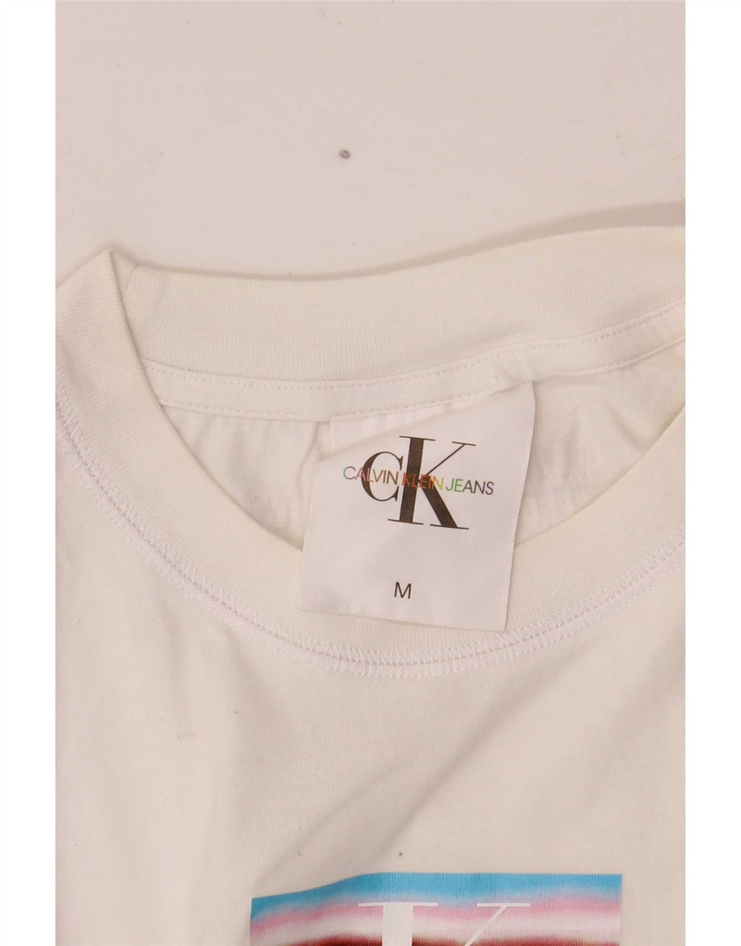 Calvin Klein Top sin mangas con gráfico corto para mujer Reino Unido 12 Mediano Blanco