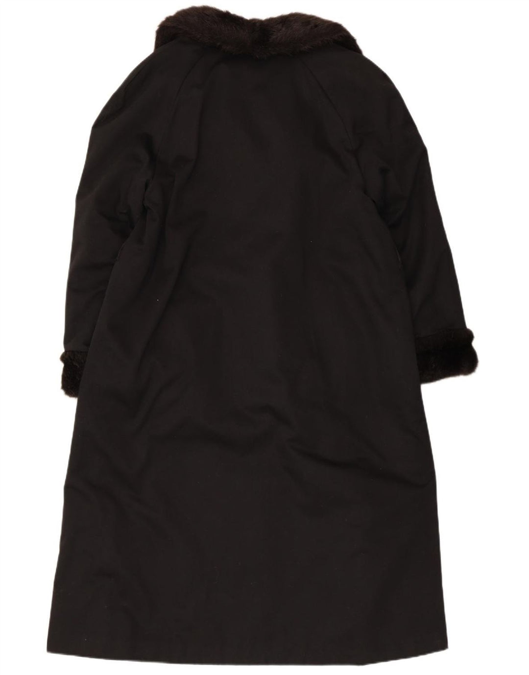 VINTAGE Abrigo de piel sintética para mujer Reino Unido 12 Acrílico negro medio