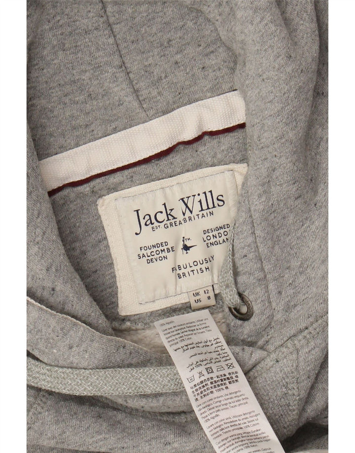 JACK WILLS Jersey con capucha gráfico para mujer Reino Unido 12 Bloque de color gris medio