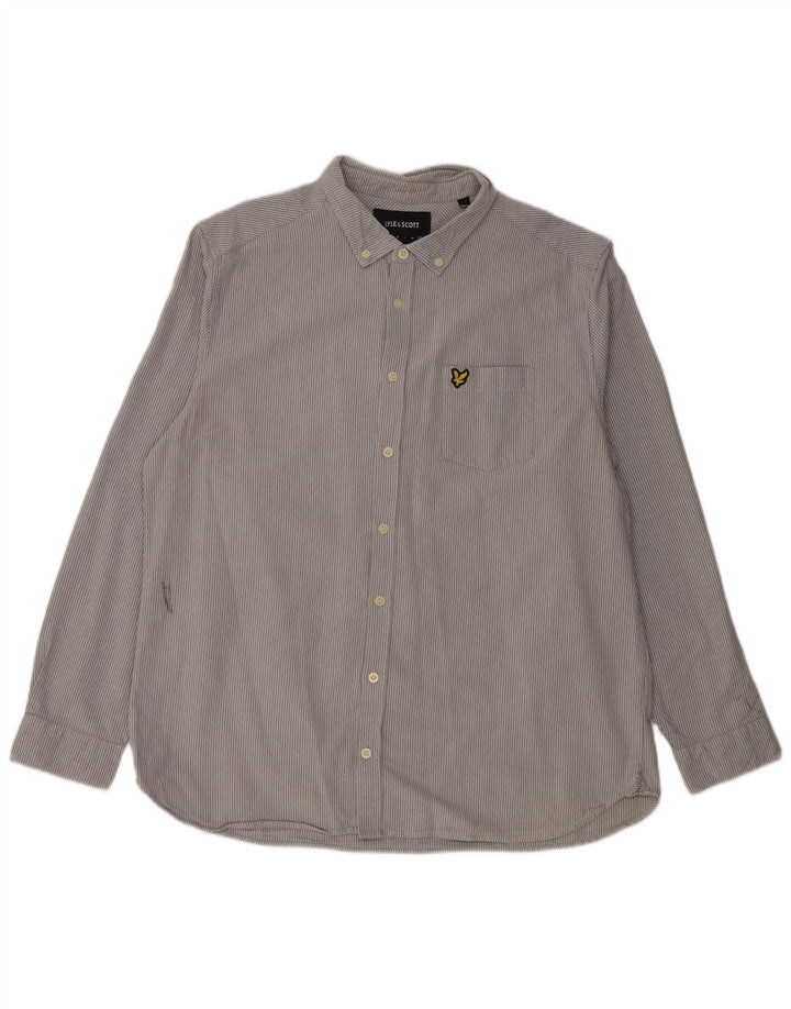 LYLE & SCOTT Camisa para hombre 2XL Algodón a rayas azules