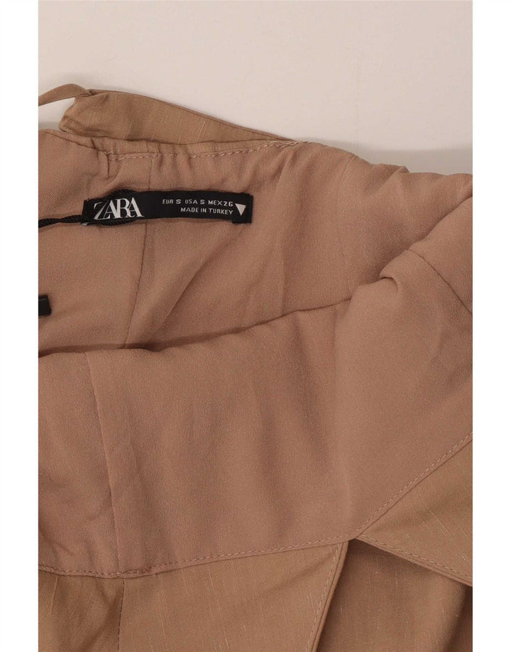 Zara Mujer Vestido Halter UK 8 Pequeño Lino Beige