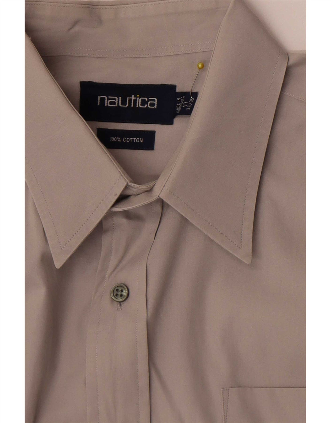 Camisa Nautica Hombre Talla 17 XL Algodón Gris