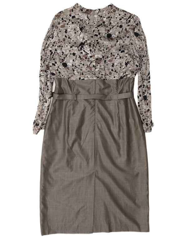 Jean Paul Vestido tubo de manga larga para mujer UK 40 XL Viscosa con lunares grises