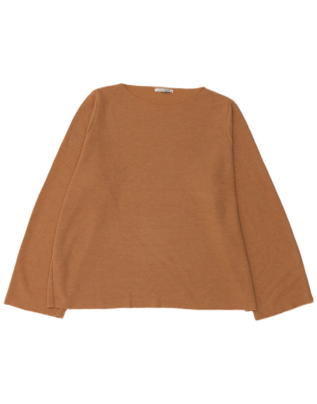 Zara Mujer Top Extragrande Manga Larga UK 46 Grande Algodón Marrón