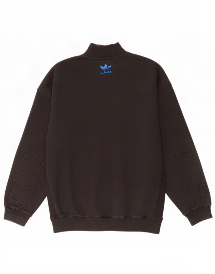 Adidas - Sudadera con cuello y cremallera para hombre, talla grande, algodón negro