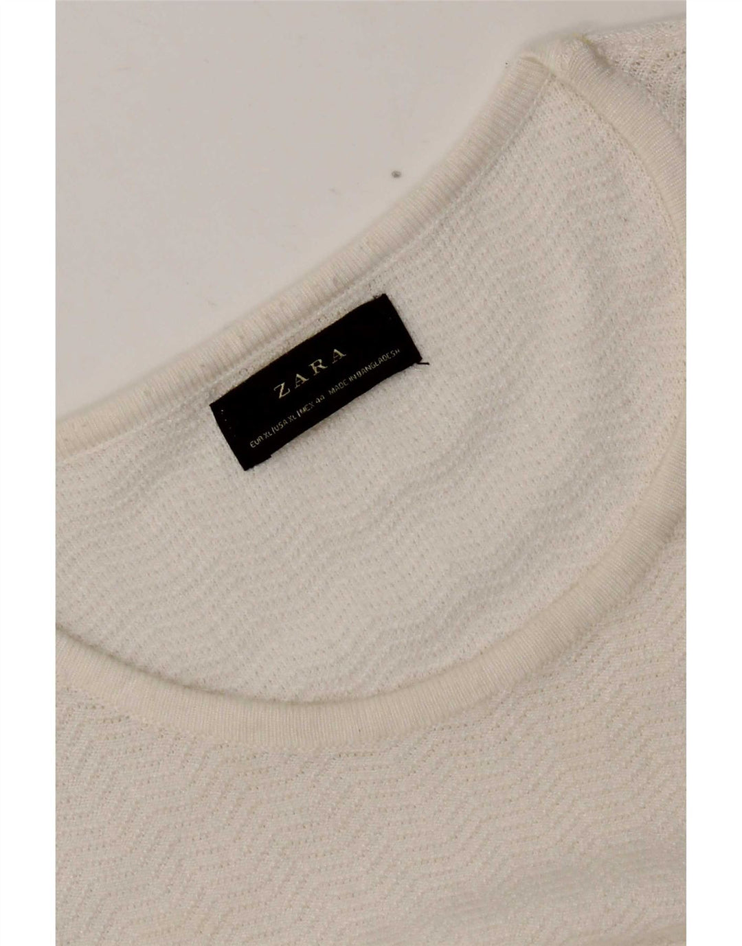 Zara Mujer Top Manga Larga ES 40 XL Blanco Espiga
