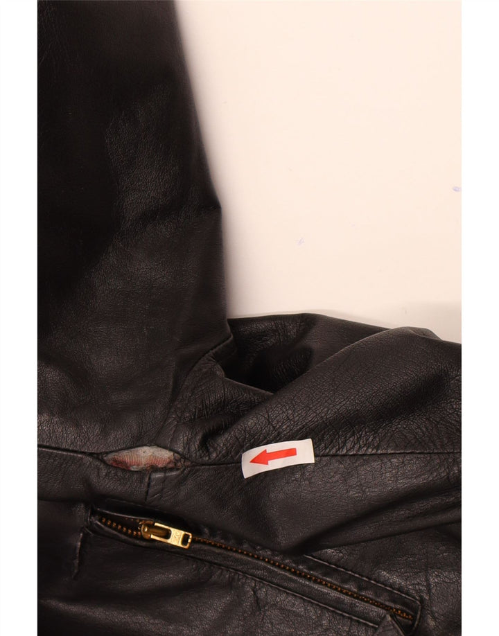 Chaqueta de cuero vintage para hombre IT 52 XL cuero negro