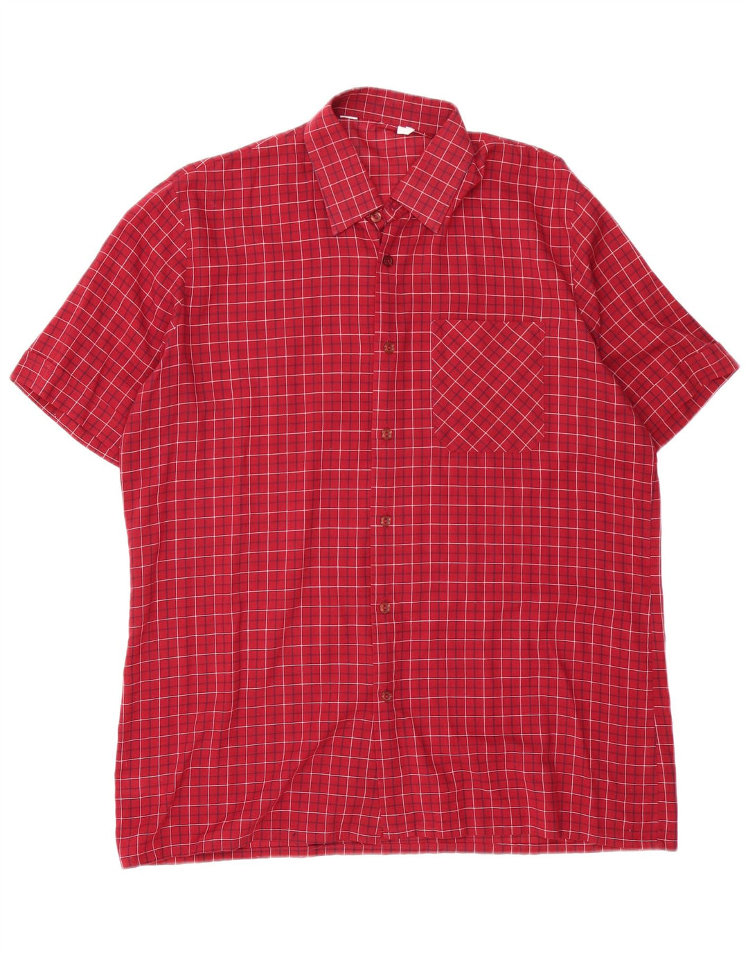 VINTAGE Camisa de manga corta para hombre Medium Red Check