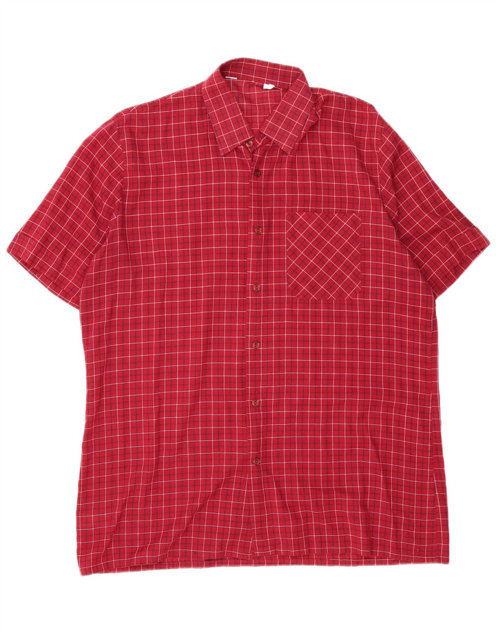 VINTAGE Camisa de manga corta para hombre Medium Red Check