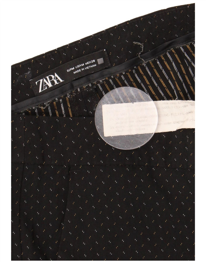 Zara Mujer Pantalón Chino Slim Medium W28 L27 Viscosa Moteada Negra