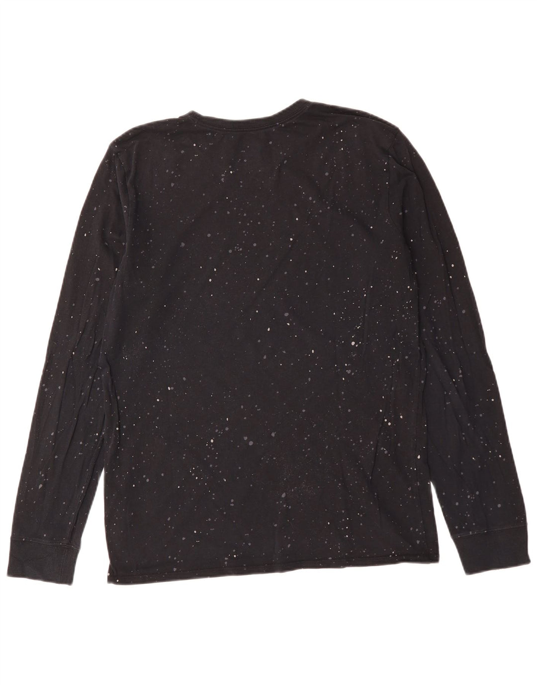 Nike Camiseta con gráfico de corte atlético para hombre, manga larga, algodón moteado en negro mediano