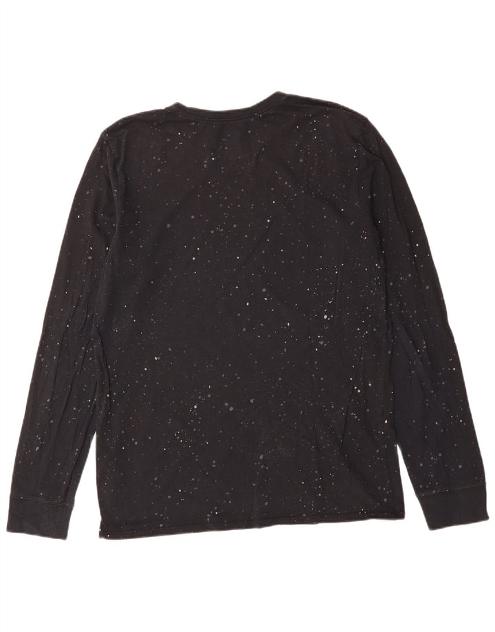 Nike Camiseta con gráfico de corte atlético para hombre, manga larga, algodón moteado en negro mediano