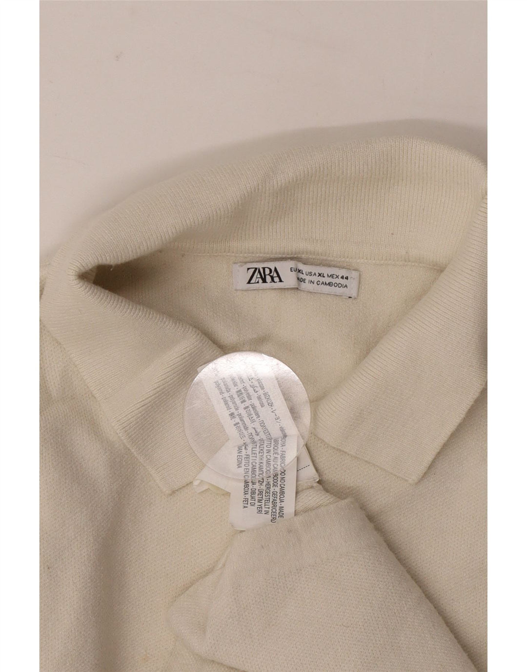 Zara Hombre Polo Neck Jumper Sweater XL Beige Poliéster