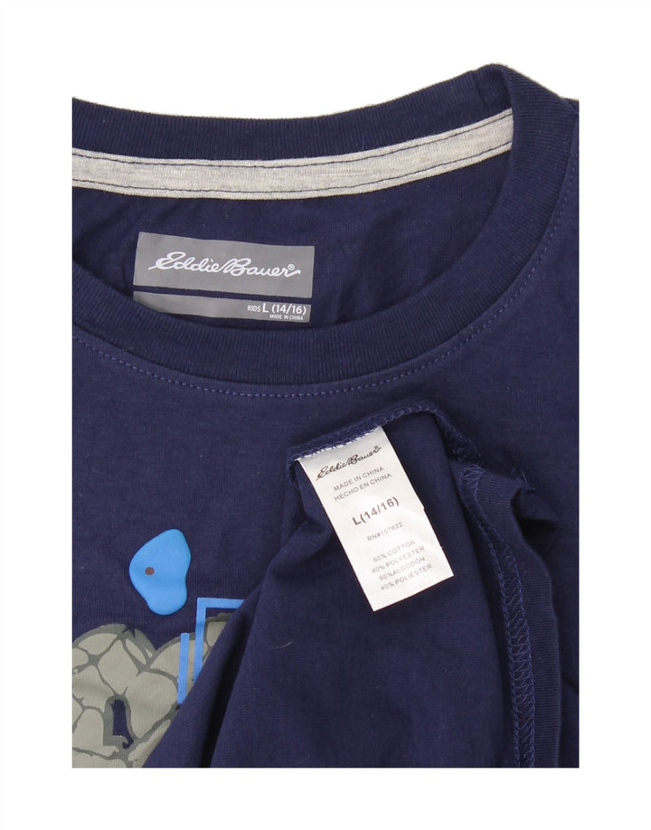 EDDIE BAUER Boys Graphic Top Long Sleeve 14-15 Years Large Navy Blue Vintage Eddie Bauer and Second-Hand Eddie Bauer from Messina Hembry 