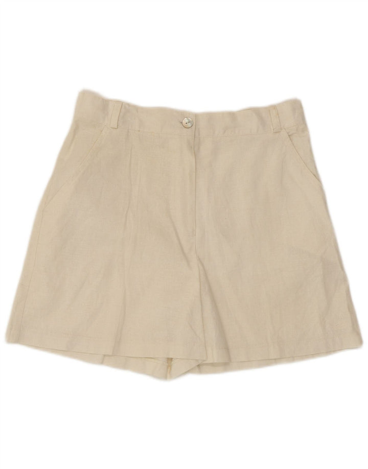 MAURITIUS Pantalones cortos chinos para mujer IT 42 Medium W30 Lino blanco