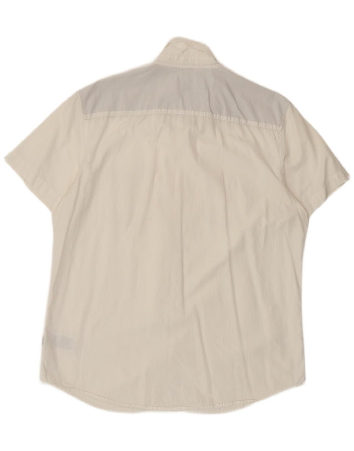 Calvin Klein Camisa de manga corta para hombre de algodón blanco grande