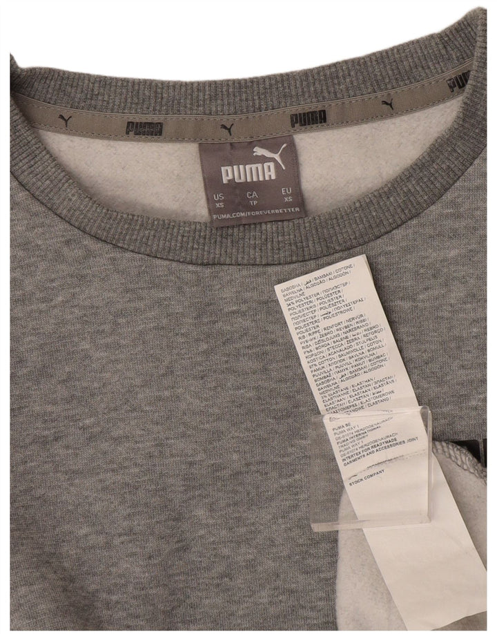 Puma - Sudadera extragrande para mujer, talla 6, XS, algodón moteado gris
