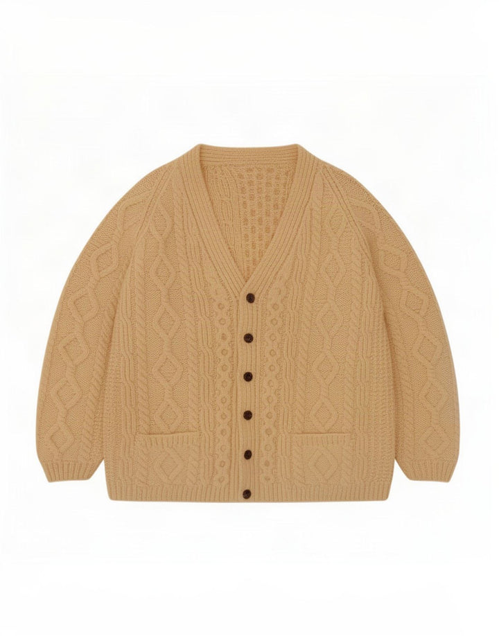 Vintage hombres Cardigan suéter medio beige