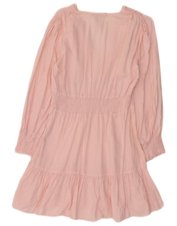 Zara Mujer Vestido Escalonado De Manga Larga UK 40Large Rosa