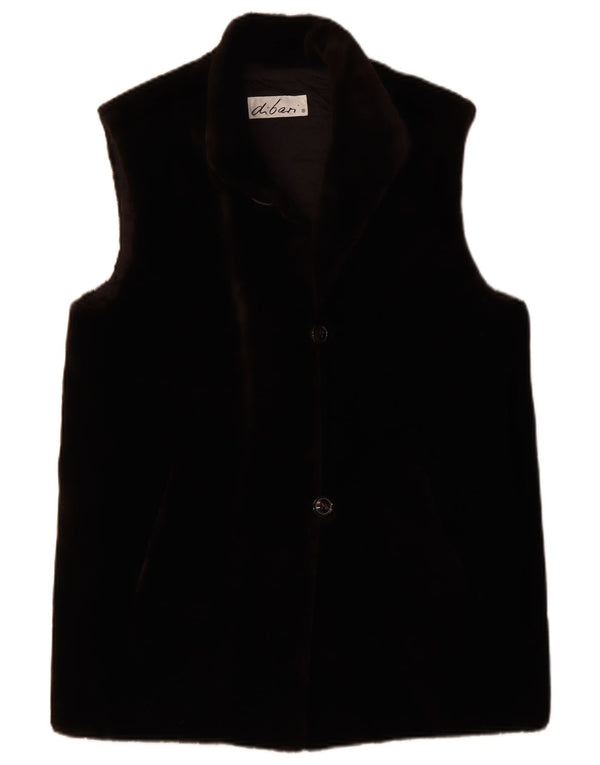 Vintage mujer oversize piel sintética chaleco EU 38 marrón medio poliacrílico