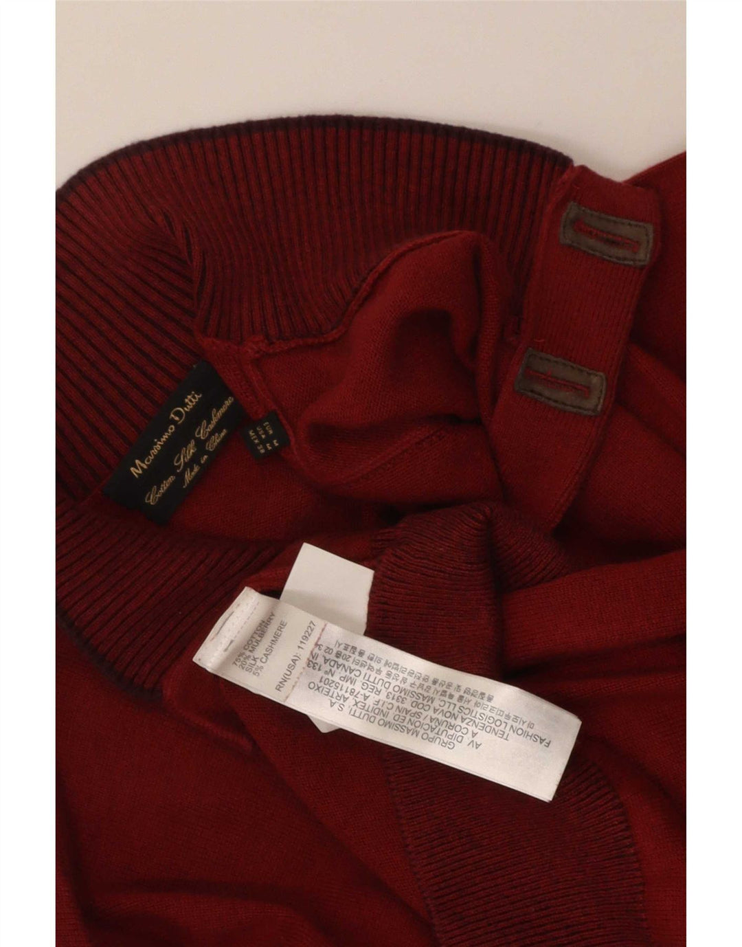 Jersey Massimo Dutti Hombre con Cuello Botonado Algodón Granate Medio