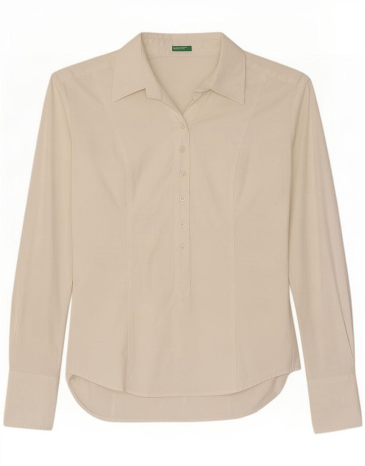 Benetton Camisa Tipo Jersey Mujer UK 40 Small Blanco