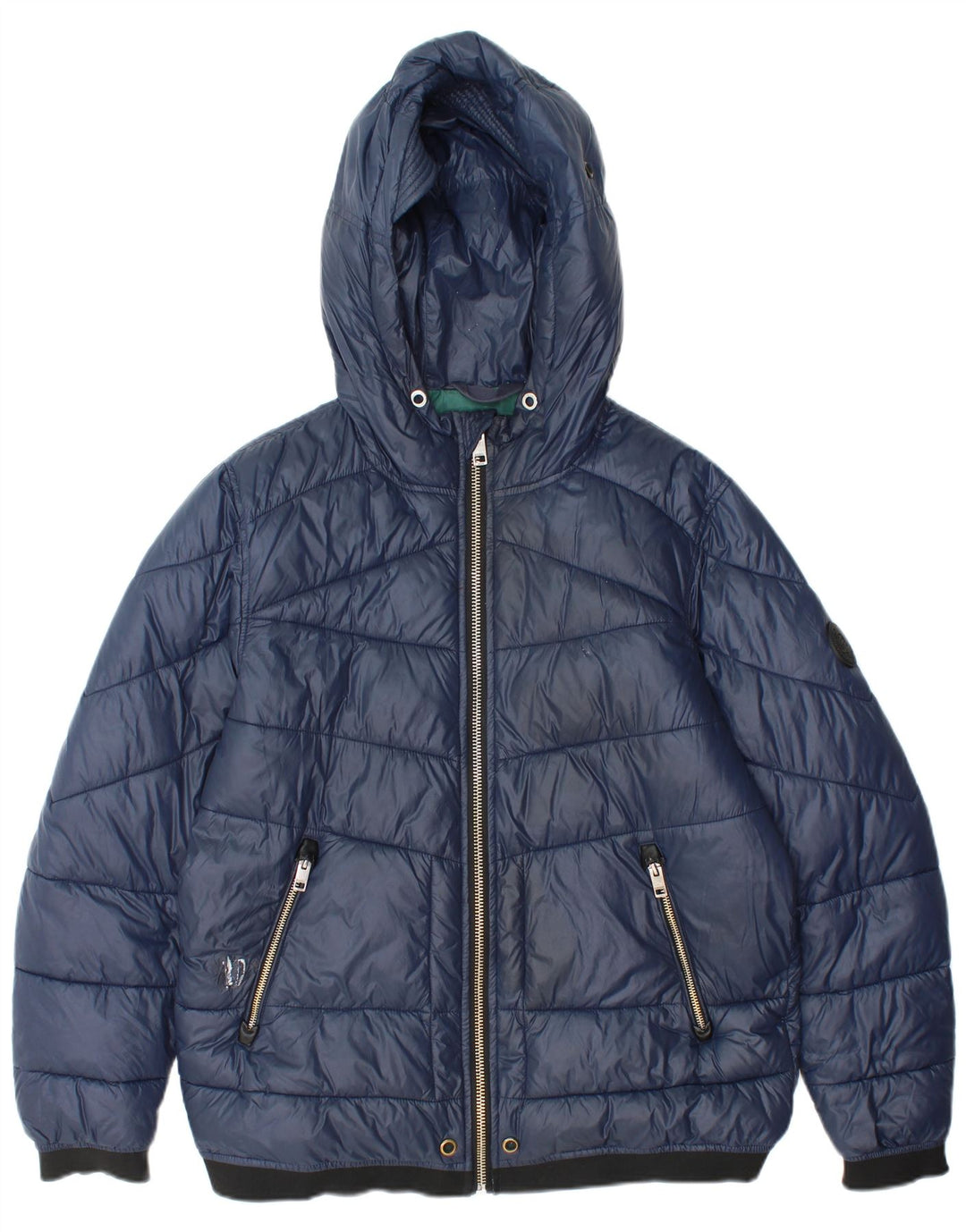 Diesel Chaqueta acolchada con capucha para hombre UK 36 Small Azul marino Nylon