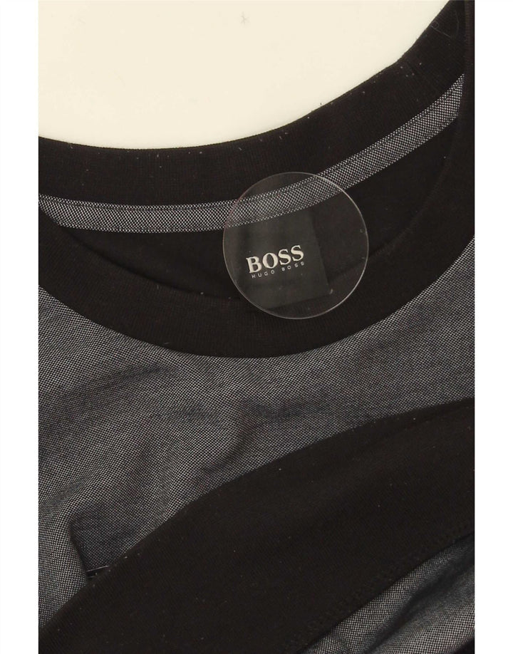 HUGO BOSS Hombre | Sudadera con gráfico tipo jersey de algodón color block en gris medio