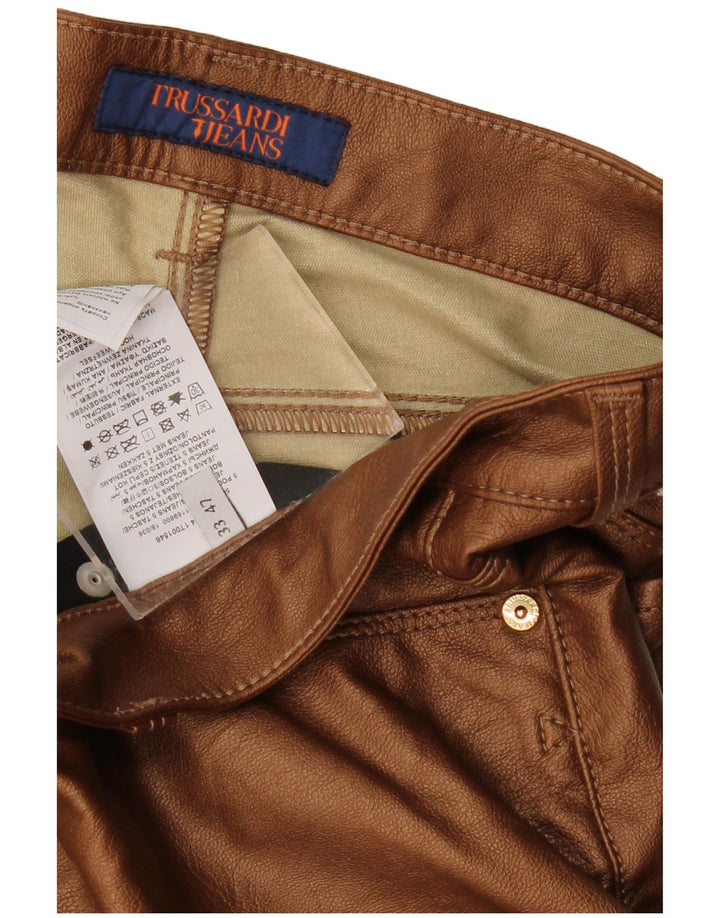 Pantalón TRUSSARDI Mujer Slim De Piel Sintética W33 L29 Viscosa Marrón