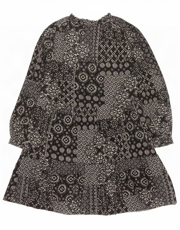 Marks & Spencer Vestido escalonado de manga 3/4 para mujer UK 46 Grande Negro Floral
