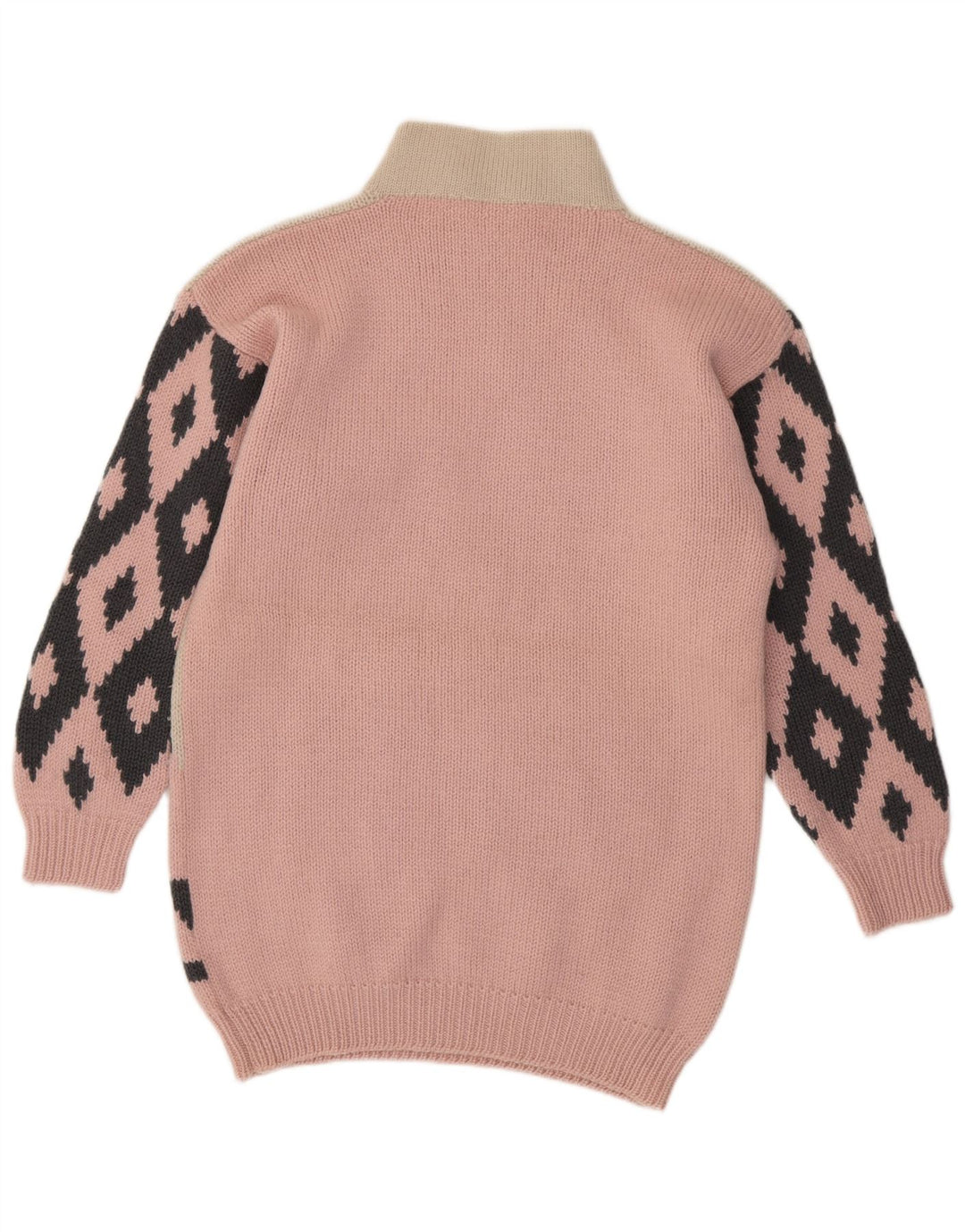 VINTAGE Mujer Longline Turtle Neck Jumper Suéter Reino Unido 16 Rosa Grande