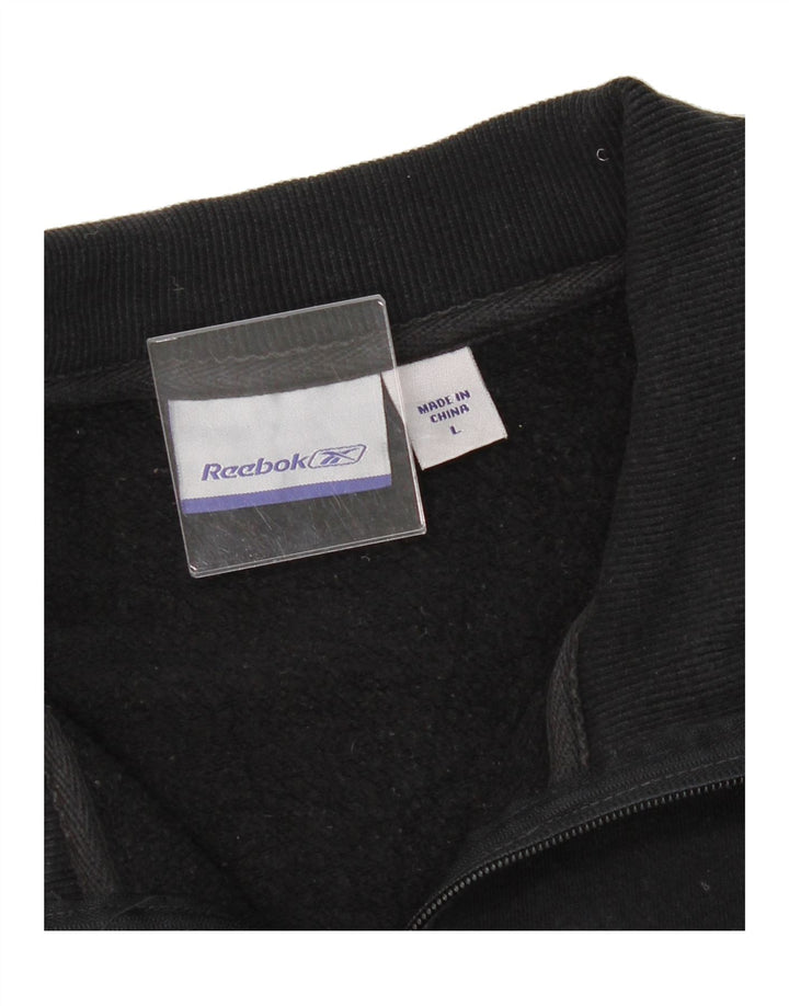 REEBOK Mens Graphic Tracksuit Top Jacket Large Black Cotton Vintage Reebok and Second-Hand Reebok from Messina Hembry 