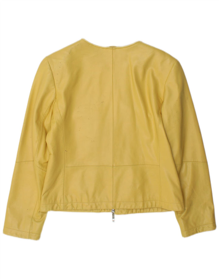 DINO' Z Chaqueta de cuero con cremallera para mujer UK 12 Cuero amarillo mediano