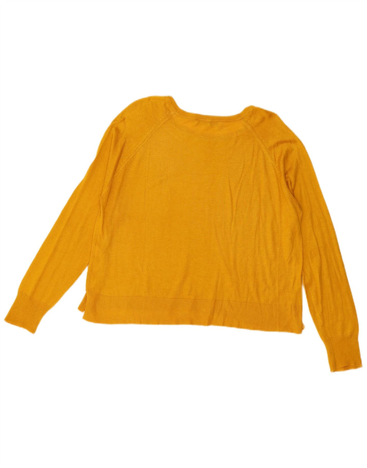 Zara Jersey oversize con cuello barco para mujer, talla 44, viscosa amarilla mediana