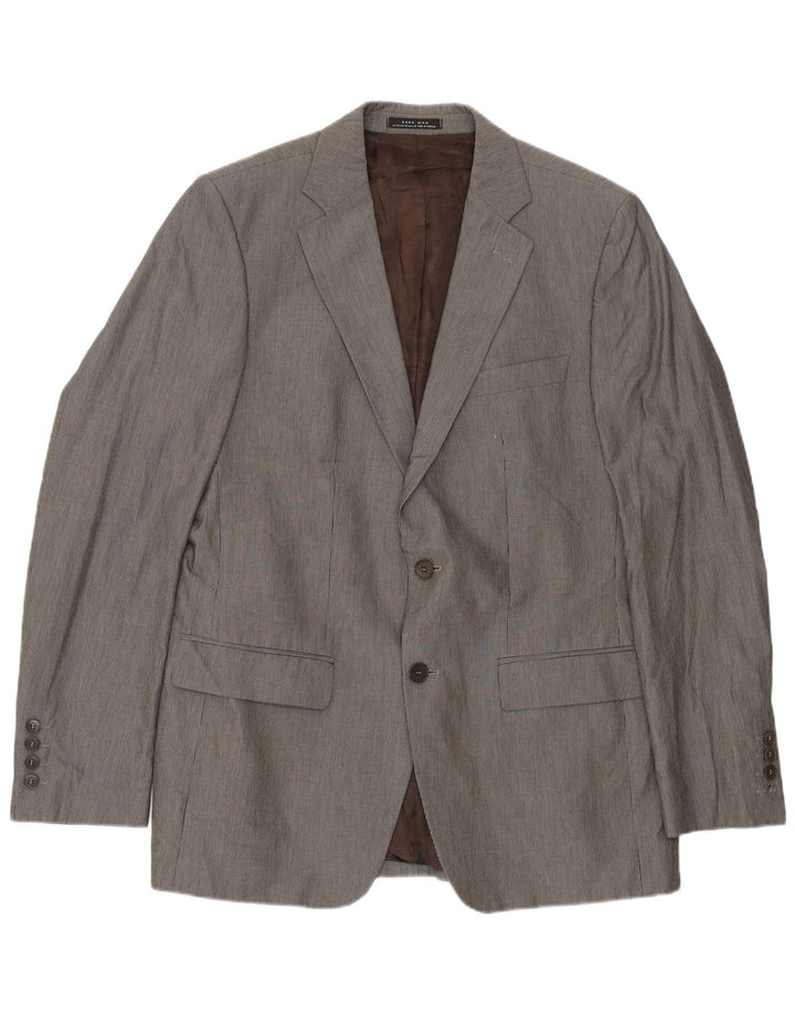 Zara Chaqueta tipo blazer de 2 botones para hombre EU 52 Grande gris a rayas