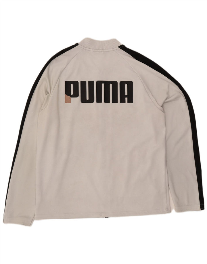 Puma Mens Graphic Chándal Top Chaqueta Grande Poliéster Blanco