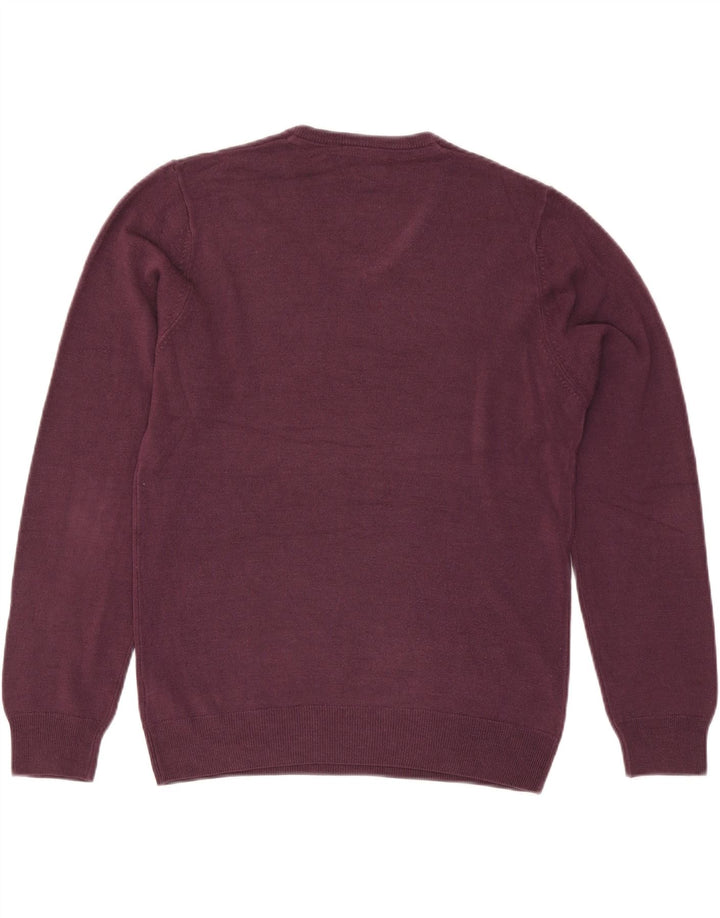Marks & Spencer Suéter tipo jersey con cuello en V y ajuste regular para hombre Borgoña medio