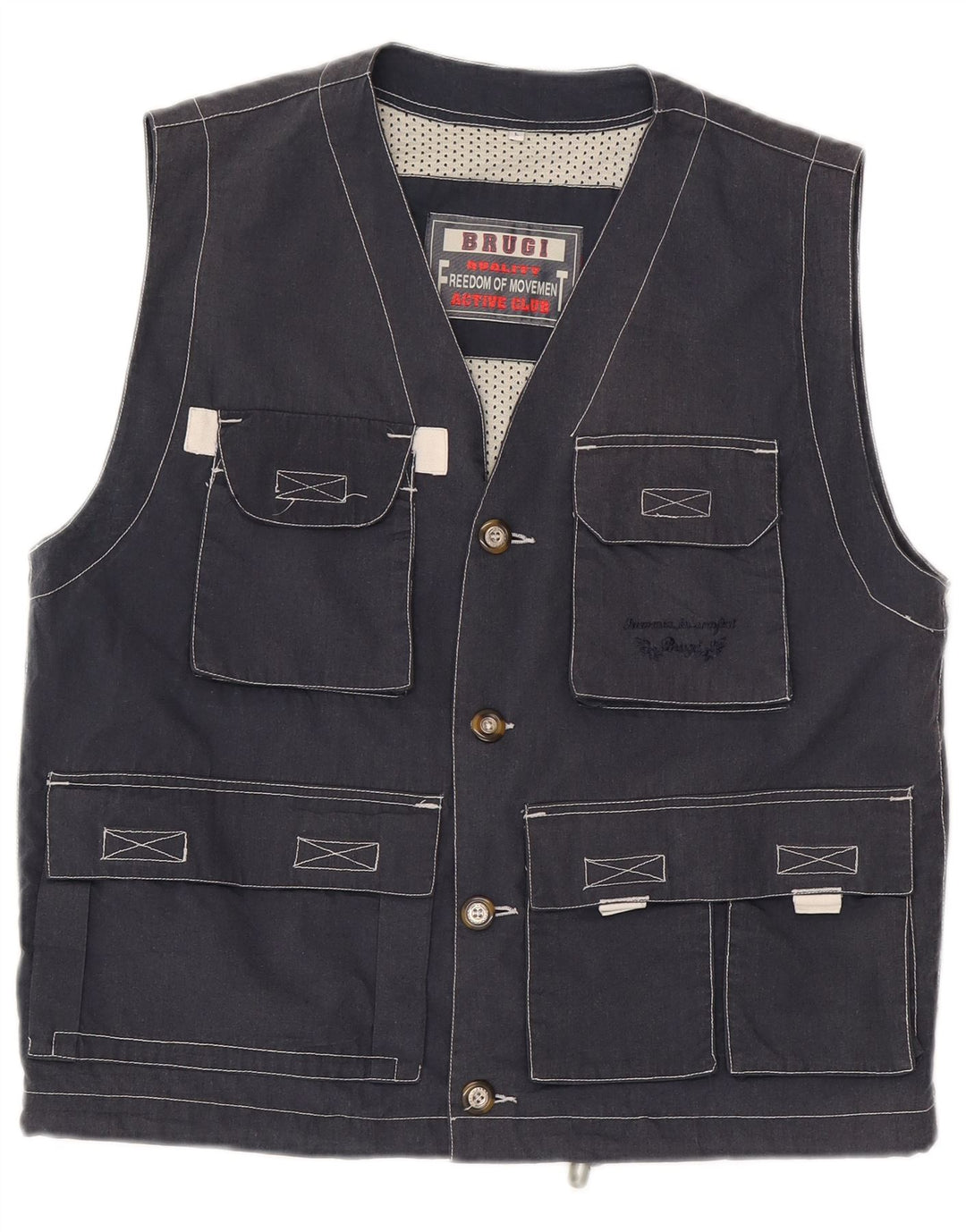 Brugi Chaleco utilitario para hombre UK 40 Large Poliéster azul marino