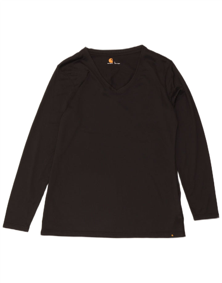 Carhartt Mujer Top Manga Larga UK 46 Grande Poliéster Negro