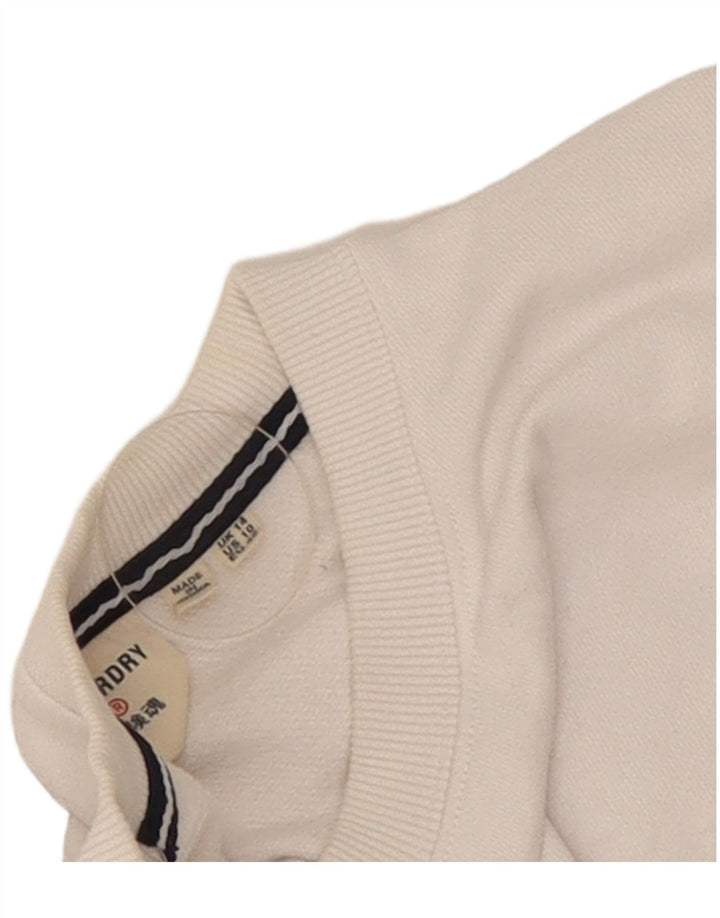 Superdry Sudadera Jumper para Mujer Reino Unido 44 Grande Algodón Blanco