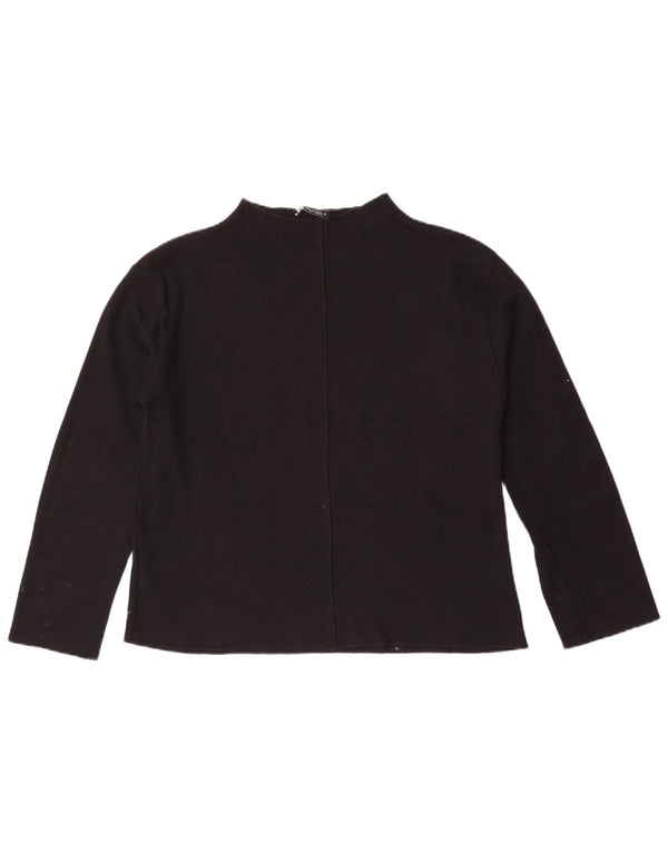 Zara Mujer Top Manga Larga UK 44 Mediano Negro Algodón