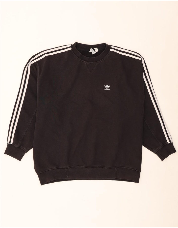 Adidas - Sudadera extragrande para mujer, talla 8, tamaño pequeño, algodón negro
