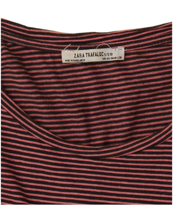 Zara Womens Trafaluc Crop Top UK 10 Small Pink Pinstripe