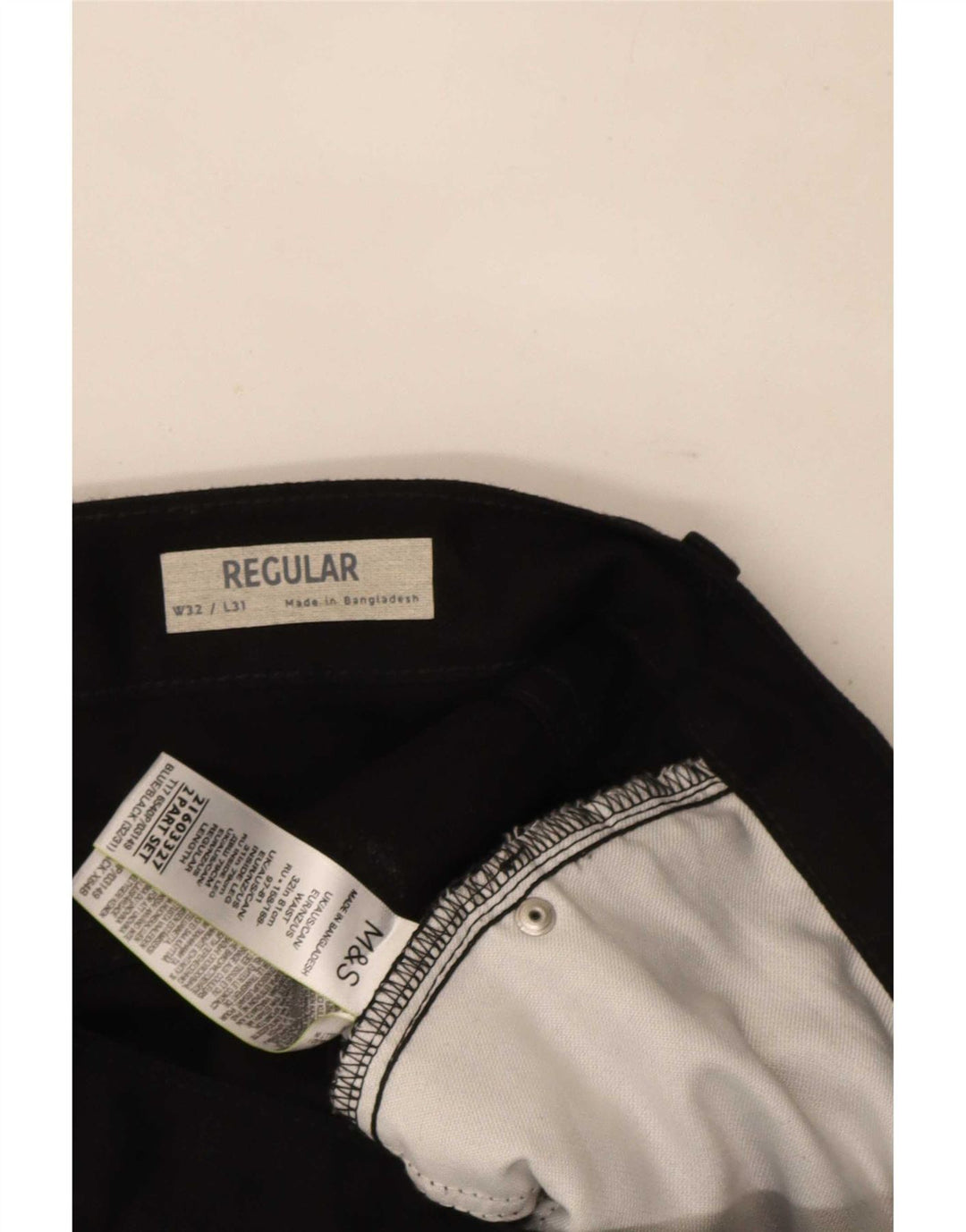 Marks & Spencer Vaqueros rectos de corte regular para hombre W32 L31 Algodón negro