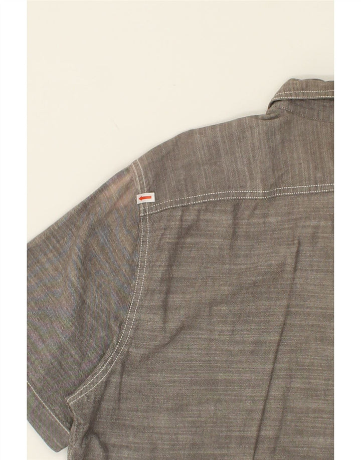 WOOLRICH Mens Short Sleeve Shirt Large Grey Cotton Vintage Woolrich and Second-Hand Woolrich from Messina Hembry 