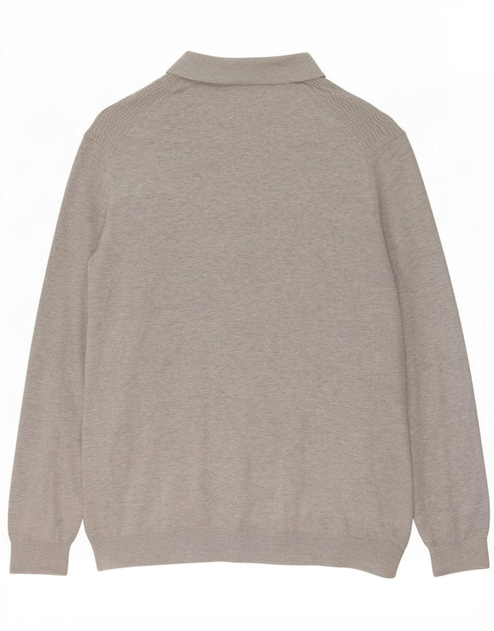 Massimo Dutti Jersey Hombre Cuello Polo XL Gris Algodón