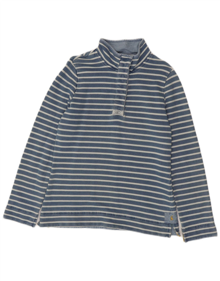 JOULES Sudadera con cuello y botones para mujer, talla 40, talla mediana, color azul a rayas
