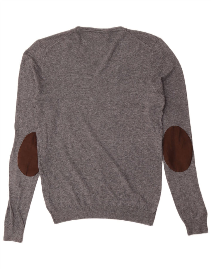 Zara Hombre Jersey Cuello Pico Viscosa Gris Medio