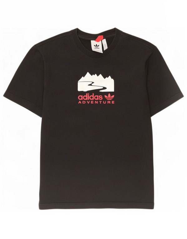 Adidas - Camiseta gráfica para hombre, talla pequeña, algodón negro